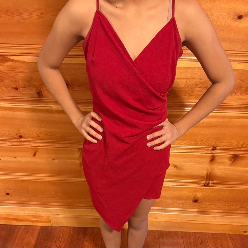 Elegant Red Wrap Dress